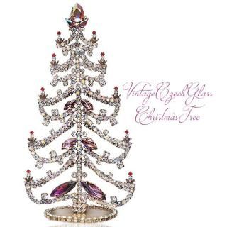 送料無料】天使 ヴィンテージ チェコガラスクリスマスツリー 2（Blue