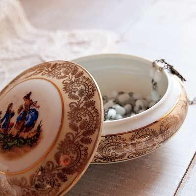 フランス アンティーク リモージュ窯 小物入れ（Bonjour) - フランス