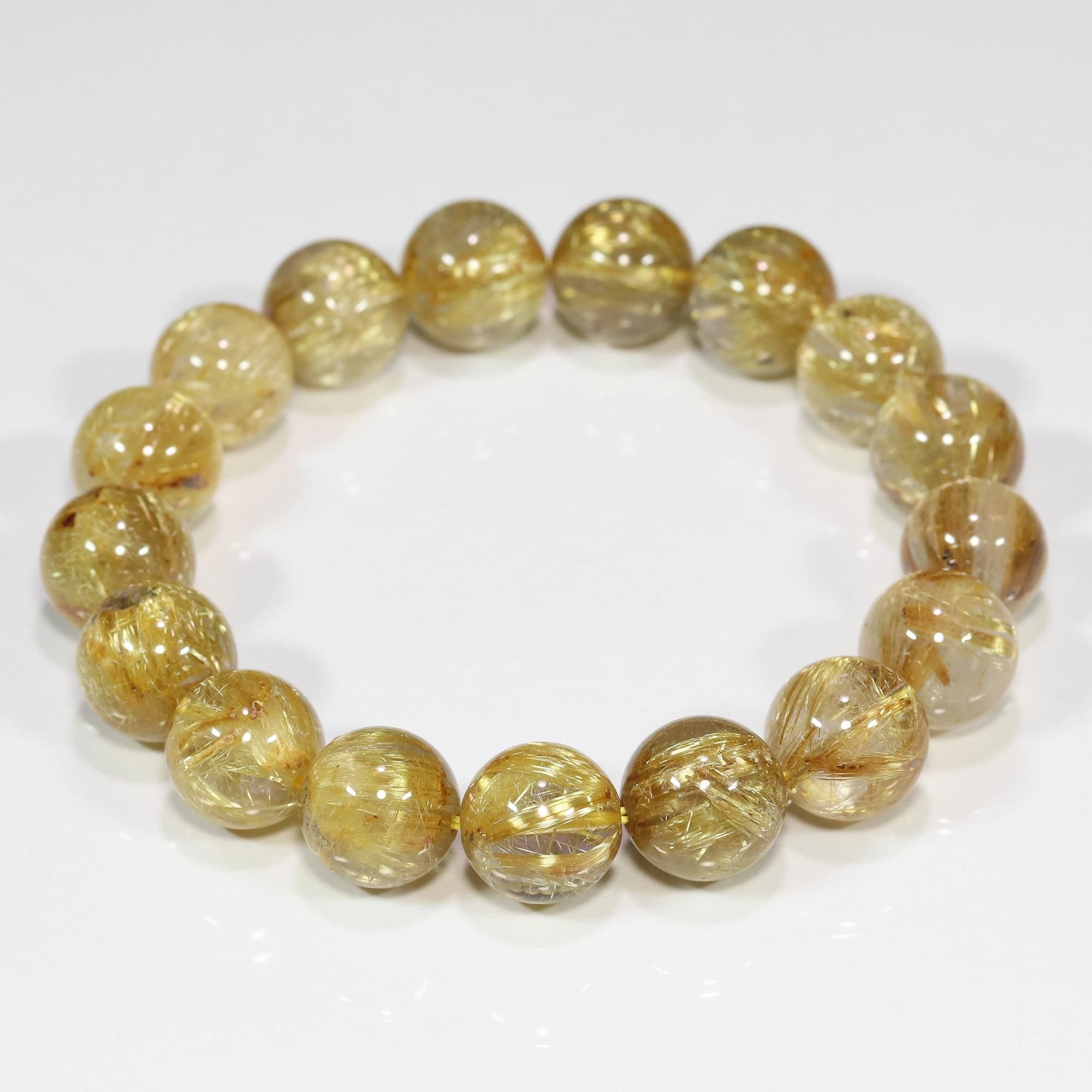 高品質】タイチンルチルクォーツ 12mm～12.5mm玉 ブレスレット(型番