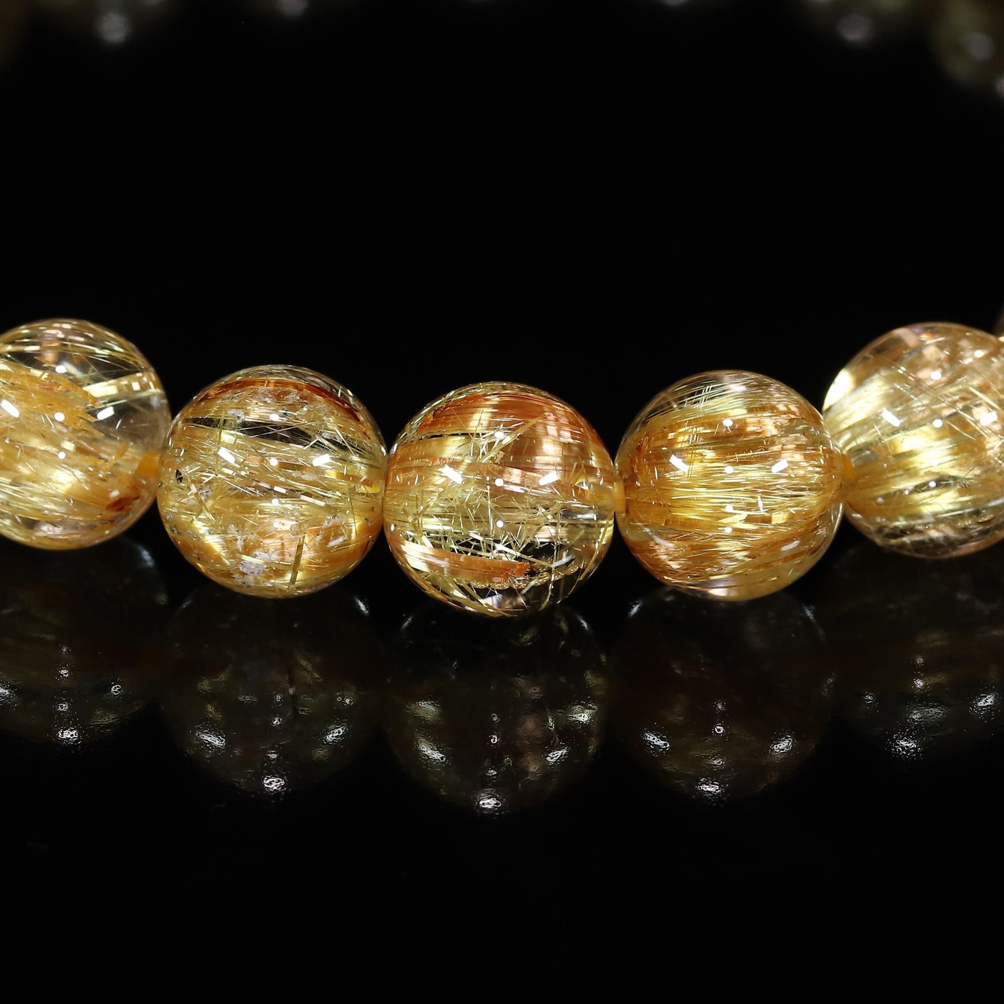 高品質+】タイチンルチルクォーツ 9mm玉 ブレスレット(型番tc1971