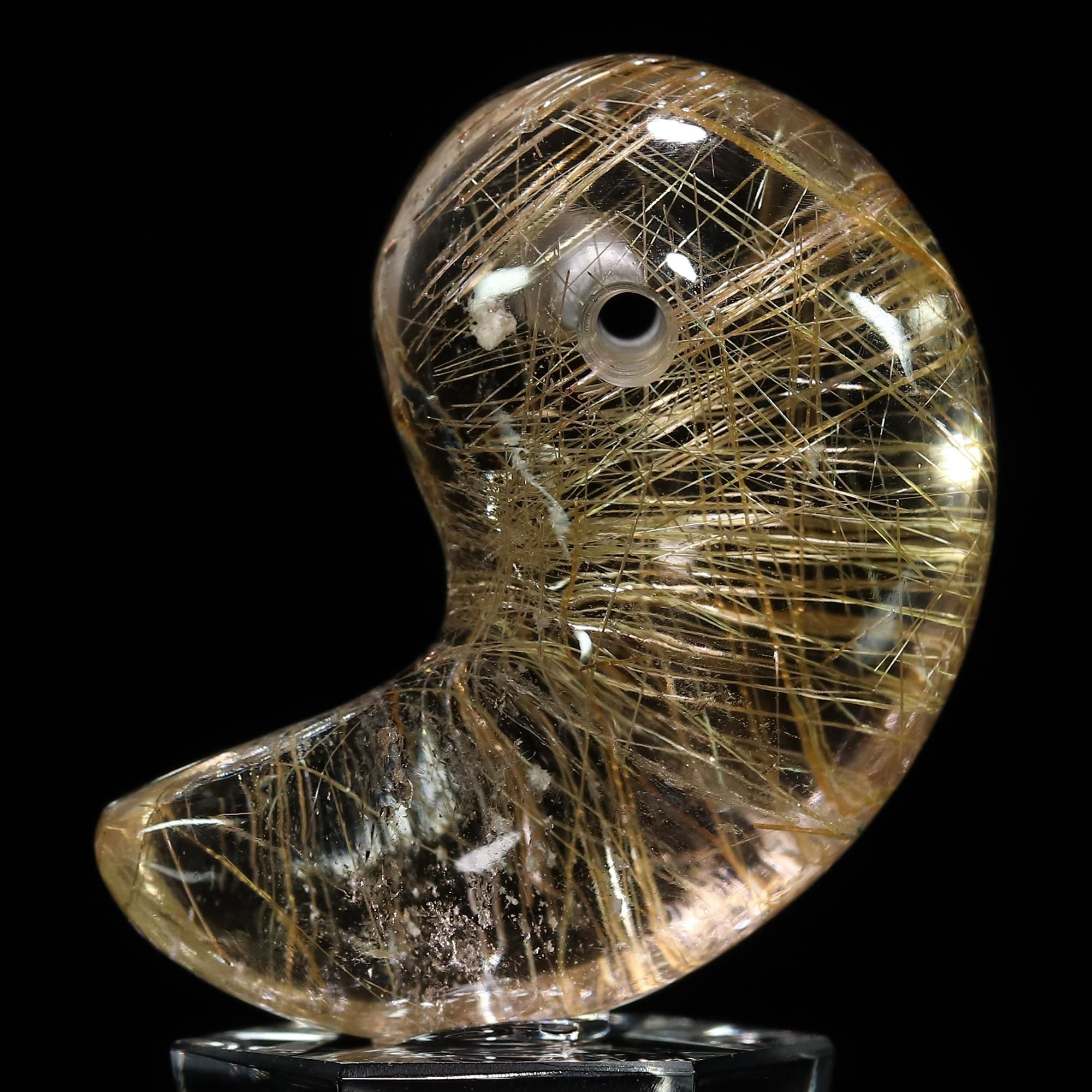 特注品/ネパールで加工した当店限定勾玉】ゴールドルチルクォーツ 勾玉