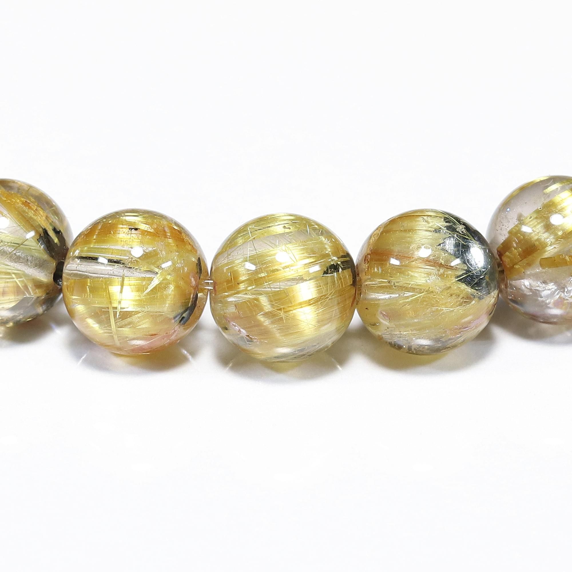 高品質】太陽放射タイチンルチルクォーツ 7mm玉 ブレスレット(型番