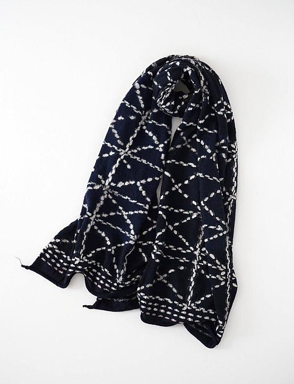 KAPITAL - 縮絨ウール 刺し子マフラー - BLUE NEON