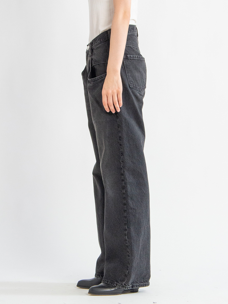 Straight jeans contrast pocket-ストレートジーンズコントラスト