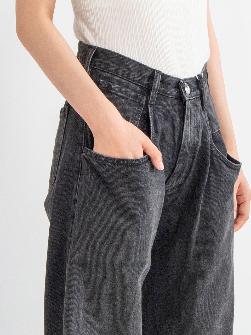 Straight jeans contrast pocket-ストレートジーンズコントラスト