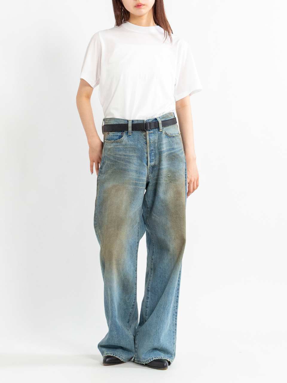 LEATHER BELT (RECTANGLE BUCKLES)-レザーベルト(レクタングルバックル