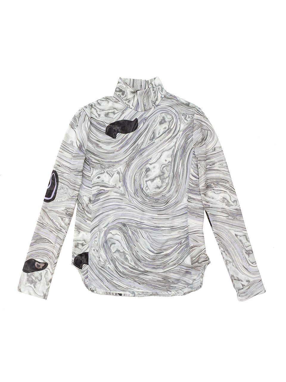 Marble Print Jersey High Neck Top-マーブルプリントジャージー