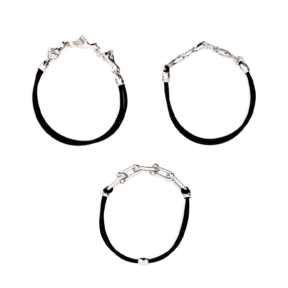 Cat & Metal Parts Hair Ties-3 Piece Set-キャットアンドメタルパーツ