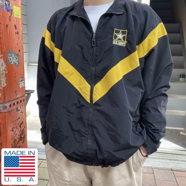 USA製 実物 米軍 US ARMY APFU フルジップ ナイロン ジャケット 黒×黄