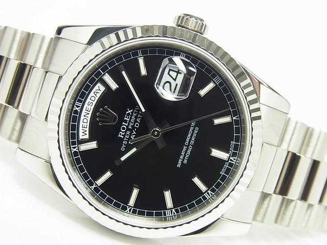 ロレックス デイデイト 18KWG ブラック文字盤 118239 正規品 - 腕時計
