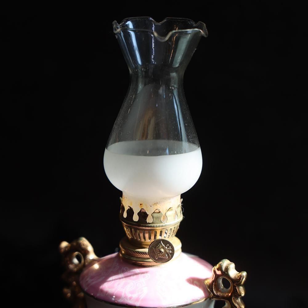 レトロピンク陶オイルランプ - 海福雑貨通販部