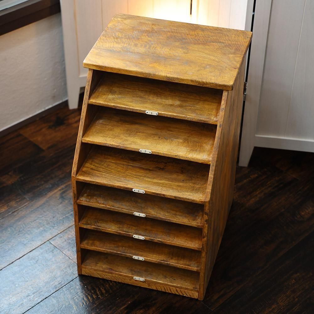 古びた木製書類棚 - 海福雑貨通販部