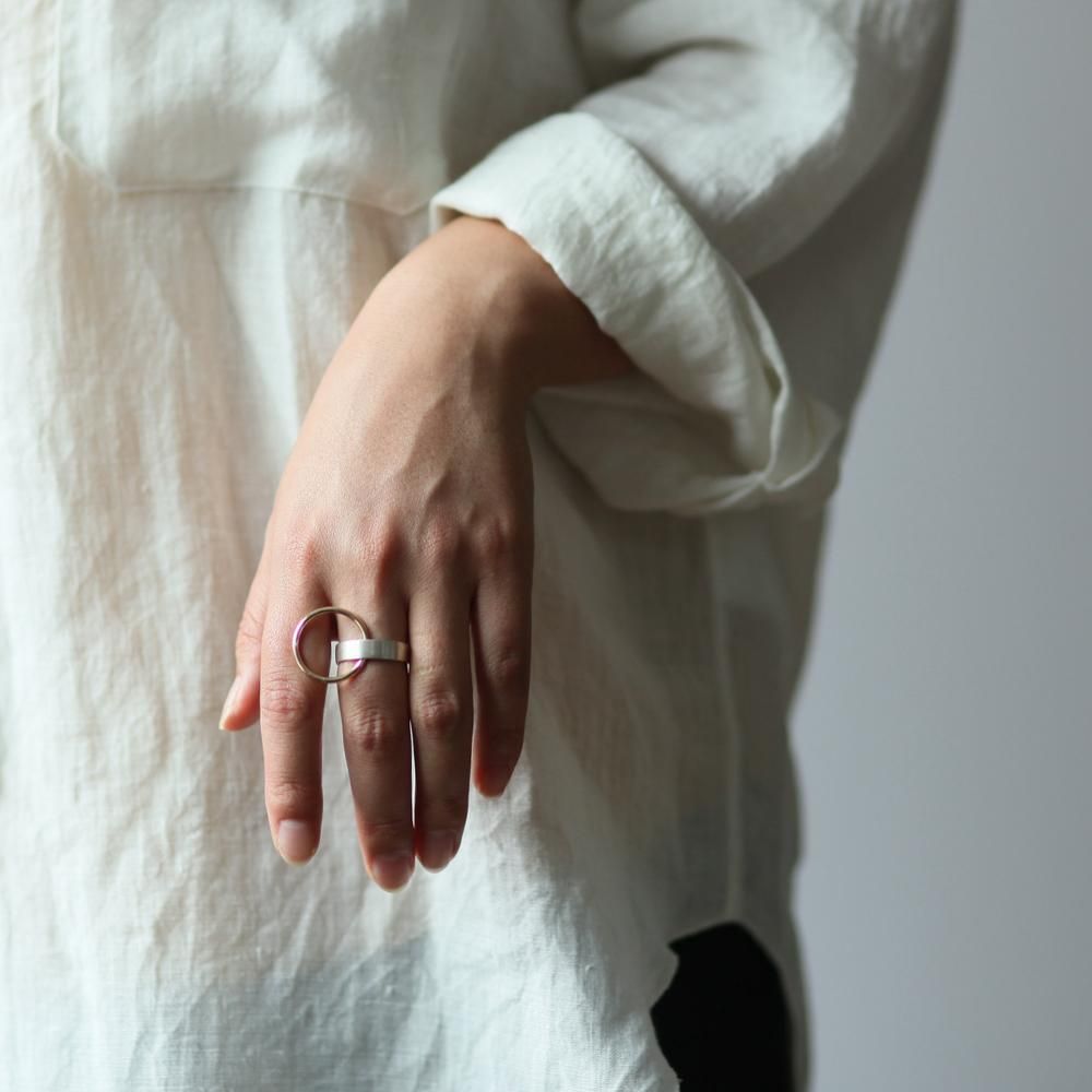 siki / silver k10 バイカラーリンクリング / SK-R44-K10YG-SV