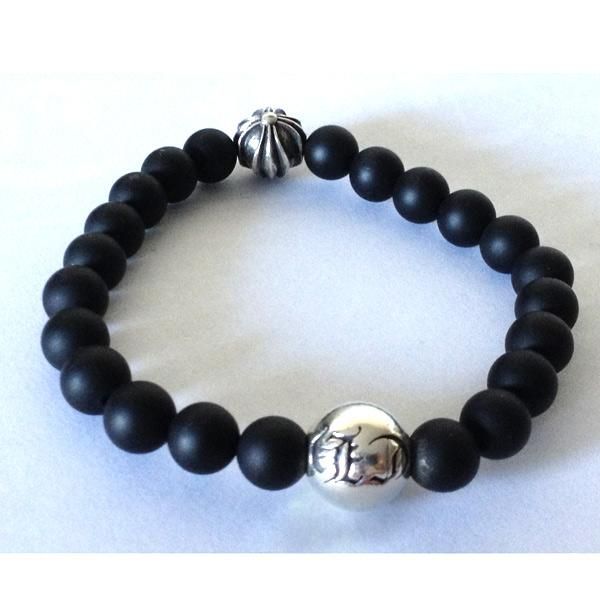 クロムハーツ ビーズブレスレット ブラック オニキス CHプラス