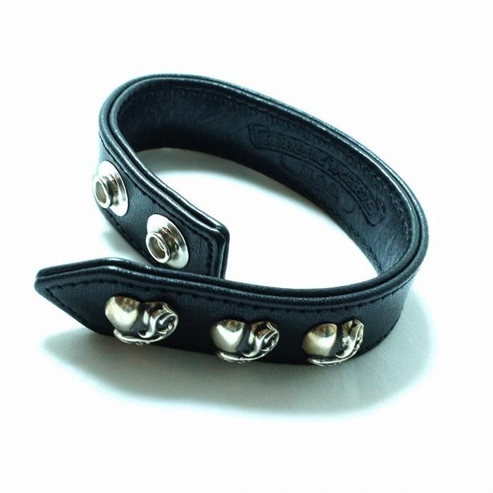 クロムハーツ 人気のレザーブレスレット ハート モチーフ / CHROME