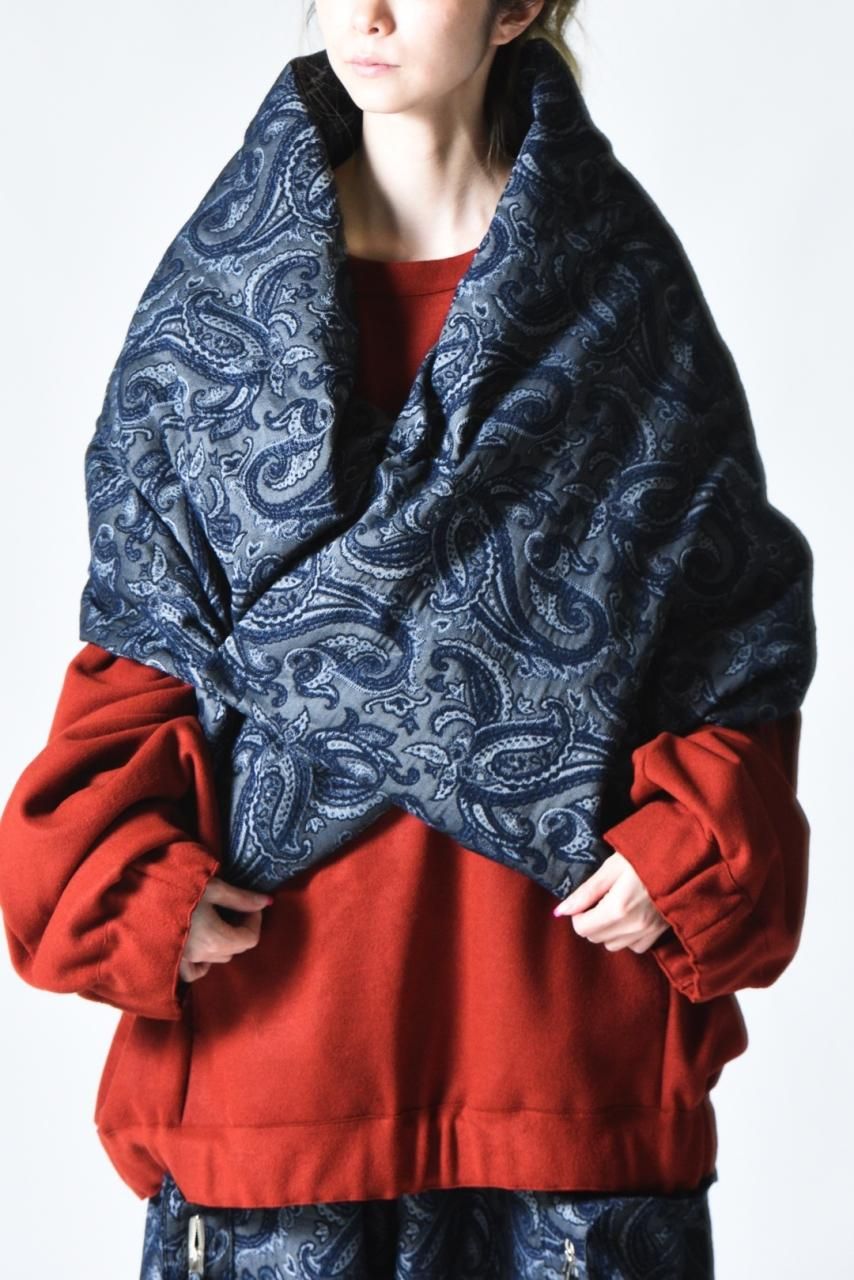 My Beautiful Landlet ペイズリージャカードビッグダウンマフラー Navy
