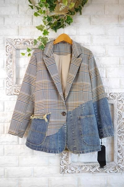 MICALLE MICALLE(ミカーレミカーレ)デニムxグレンチェック柄リメイク