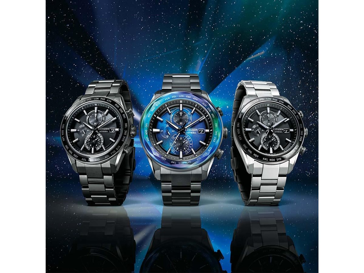 シチズン アテッサ、サファイアベゼルを備えるエコ・ドライブ電波時計