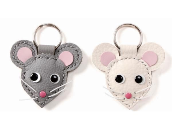 ねずみシリーズ】ねずみのキーホルダーキット グレー/白 5.5×5.5cm/Pkit312