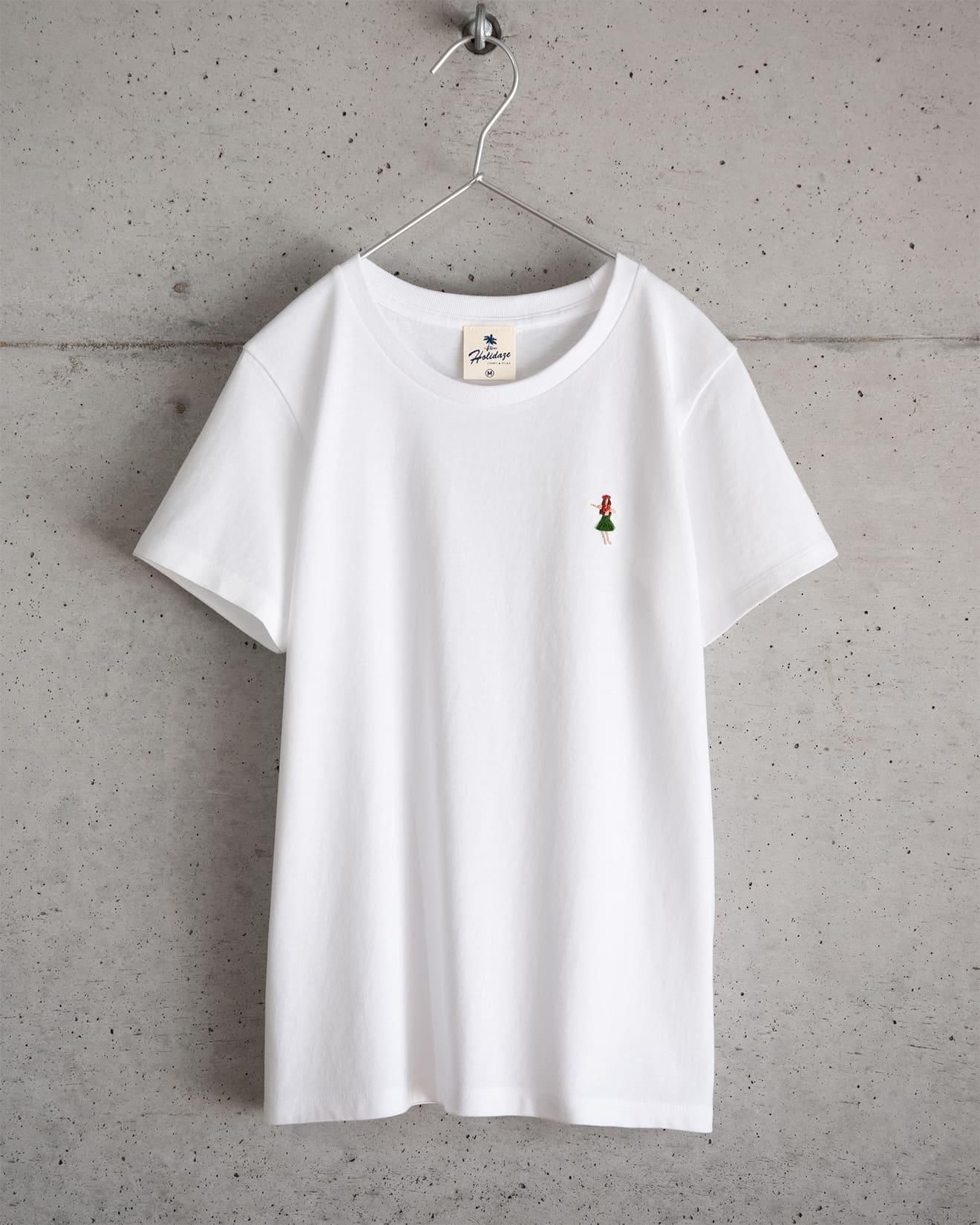 TINY HULA GIRL 手刺繍 フラガール ワンポイント - レディース ハワイT