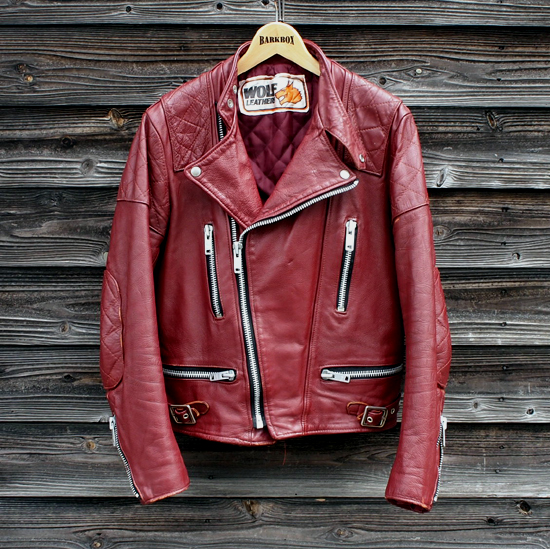 ウルフ レザー ライダース ロンジャン Wolf ワイン レッド 英国製