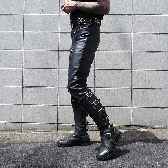 BARKBOX オリジナル レザー スリム パンツ バイカー ハードコア パンク