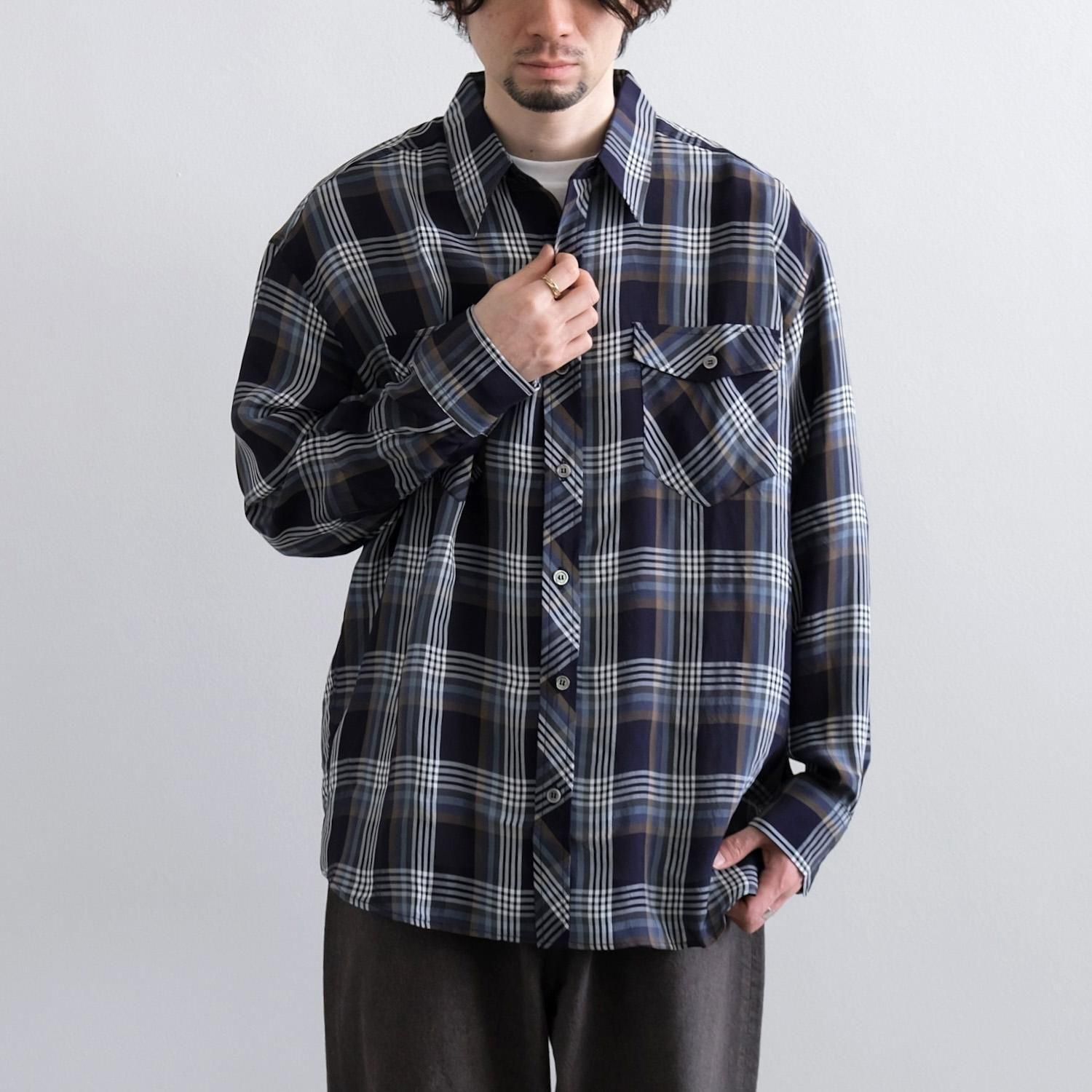 FLAP POCKET WORK SHIRTS [NAVY CHECK] - WUNDER 大阪 セレクト