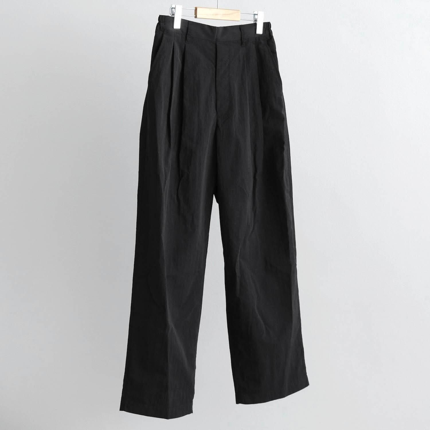 WINDPROOF NYLON WIDE EASY TROUSERS [BLACK] - WUNDER 大阪 セレクト