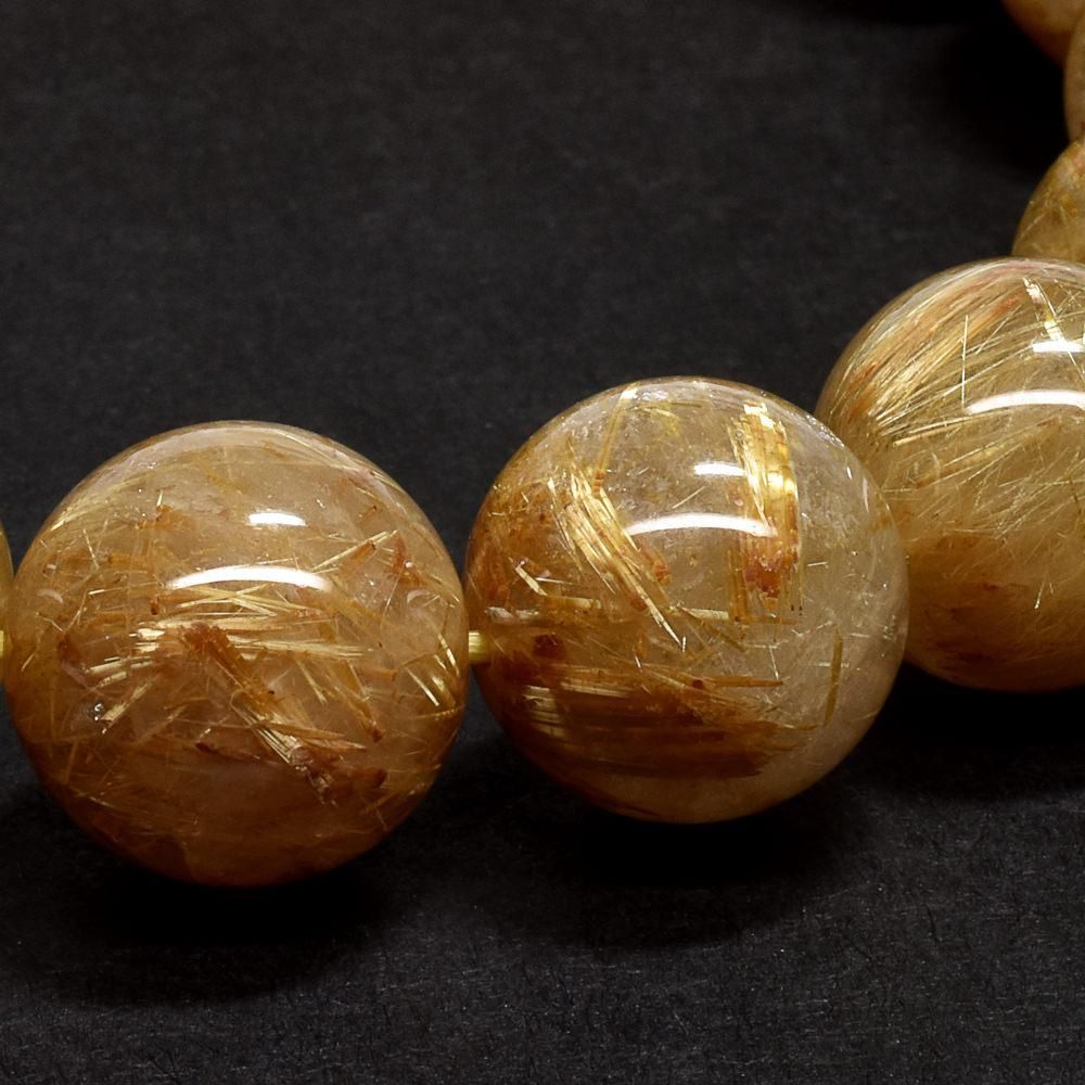 ゴールドルチルクォーツ ブレスレット 13mm #QG005 - プレミアム天然石