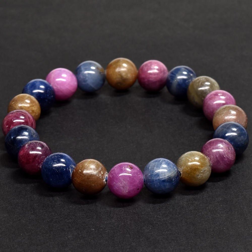 ミックスサファイア ブレスレット 9.5mm #QM277 - プレミアム天然石