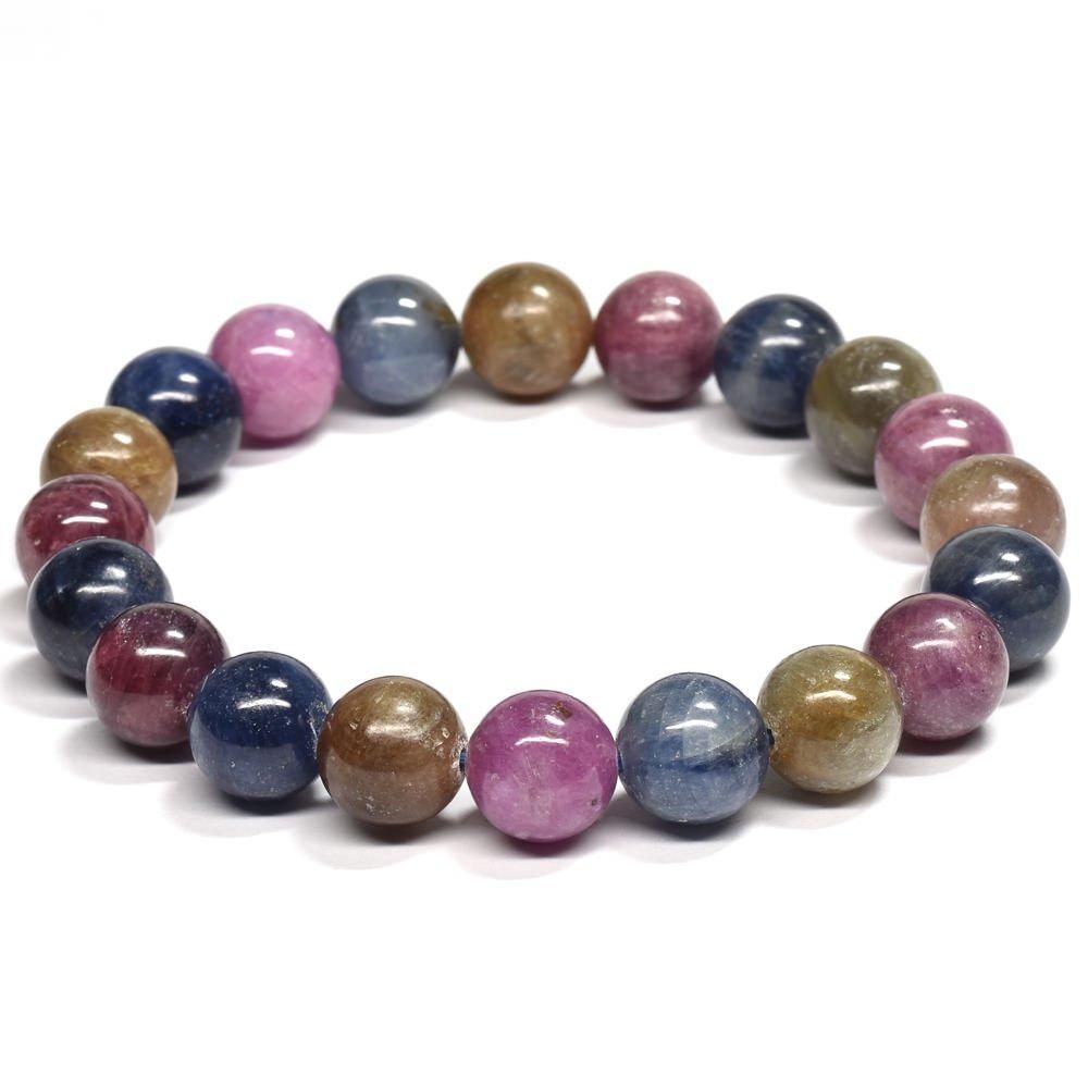 ミックスサファイア ブレスレット 9.5mm #QM277 - プレミアム天然石