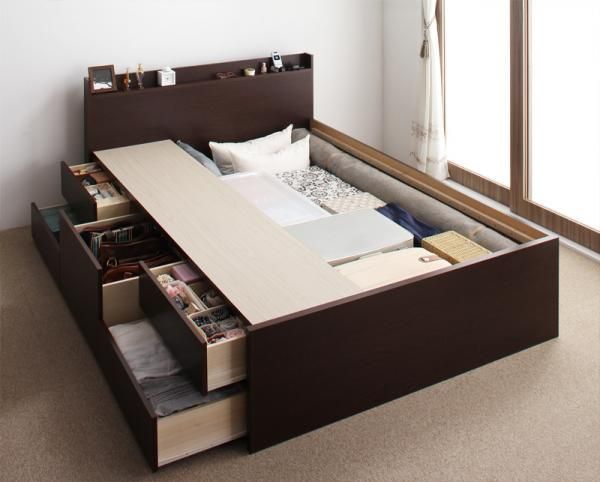 棚・コンセント・引出し大容量収納チェストベッド【Steady】ステディ