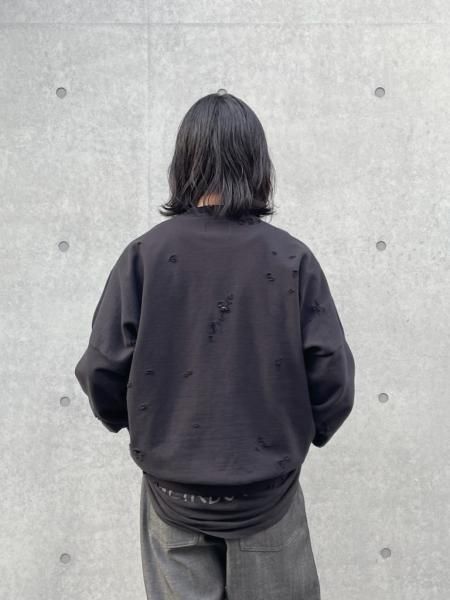 DELUXE (デラックス) Sabotage (ダメージ加工クルーネックスウェット