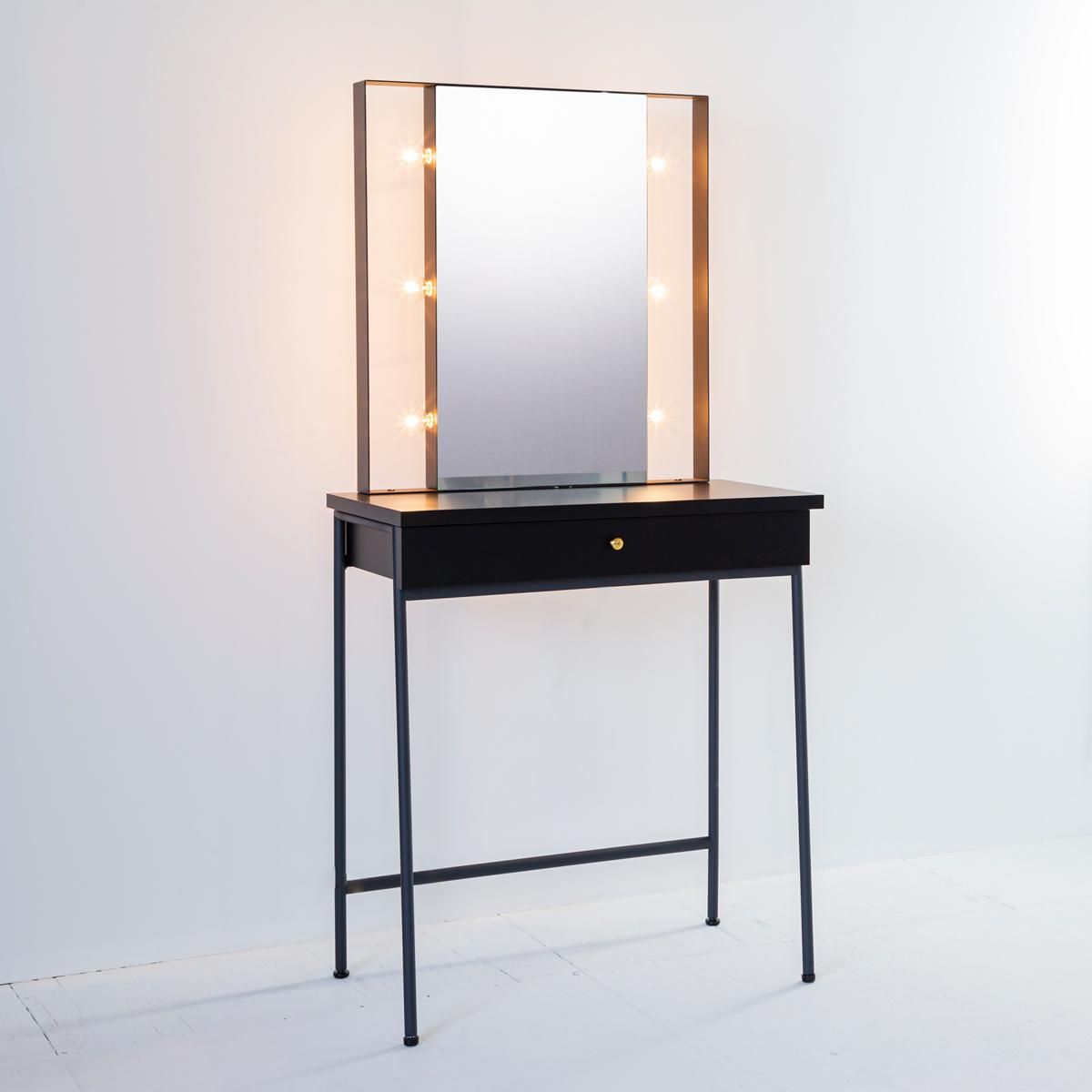 美容室サロン用セット面 ドレッサー女優ミラー（ブラック×ブラック