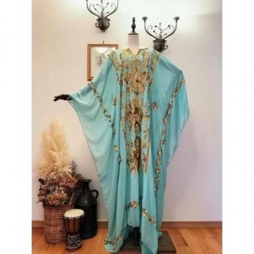 エジプト製 ハリージドレス ライトグリーン kj_0182 - ベリーダンス