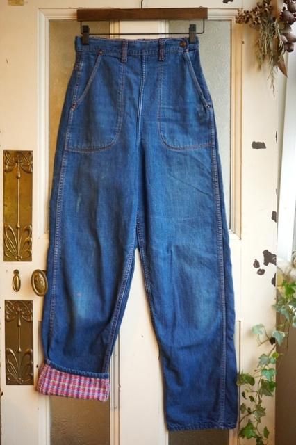USA VINTAGE 50's 50s DENIM RANCH PANTS w/LINER 50年代 ランチパンツ