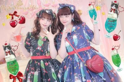 にゃいすクリームソーダ ワンピース&カチューシャセット（黒）【8-9