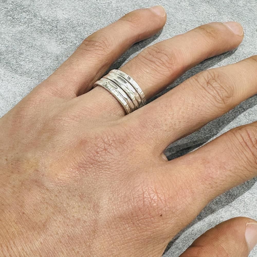 カレン族シルバー】シンプルで洗練されたデザインの5連リング｜旅する