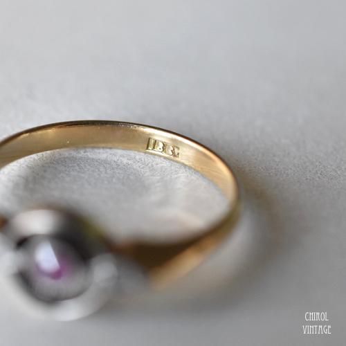 アンティーク アールデコ 18Kゴールド ルビーxダイアモンドリング