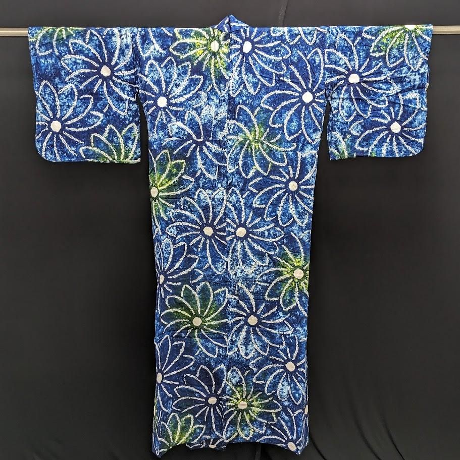 浴衣 有松鳴海本絞り 花柄模様 KK-1665