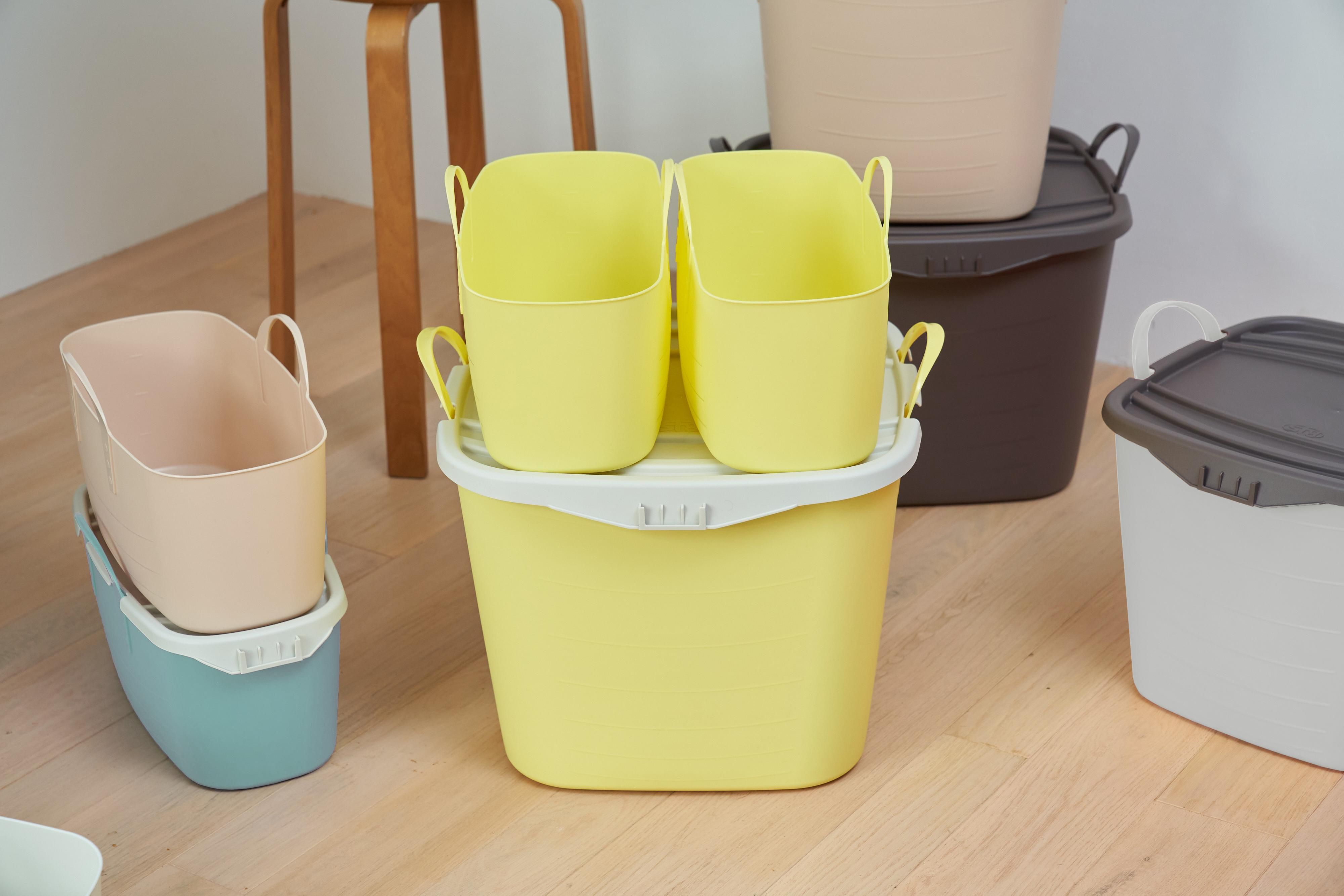 シンプルな四角い収納 「baquet L ホワイトグレー」 - スタックストー