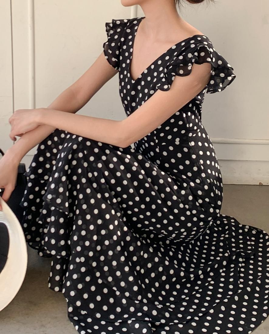 DOT SHEER FRILL SLEEVE DRESS - BIRTHDAY BASH