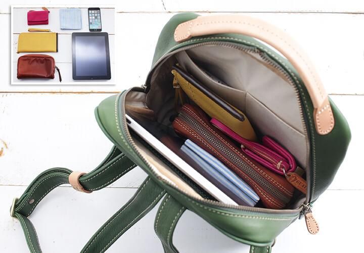 本牛革レザーバックパック（リュック） グリーン | アジアの手仕事