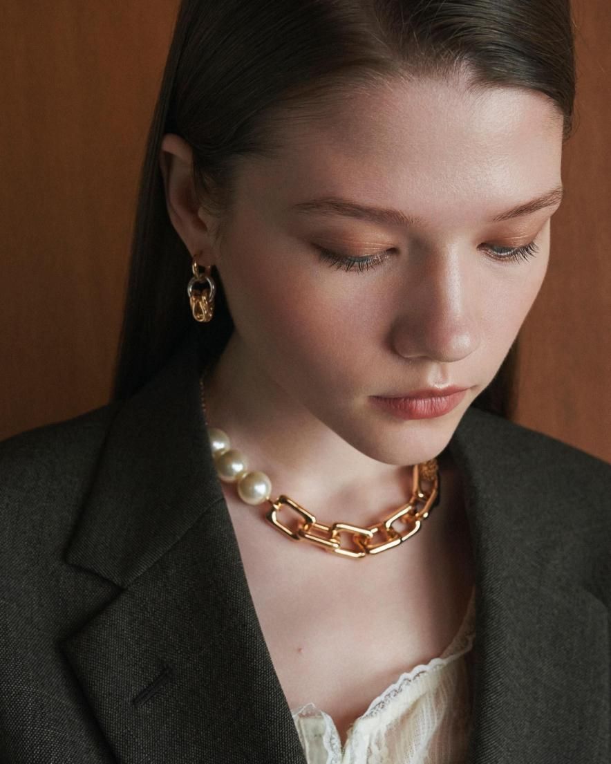 パールミックスチェーンネックレス | GD/SV - LOHME ONLINE STORE