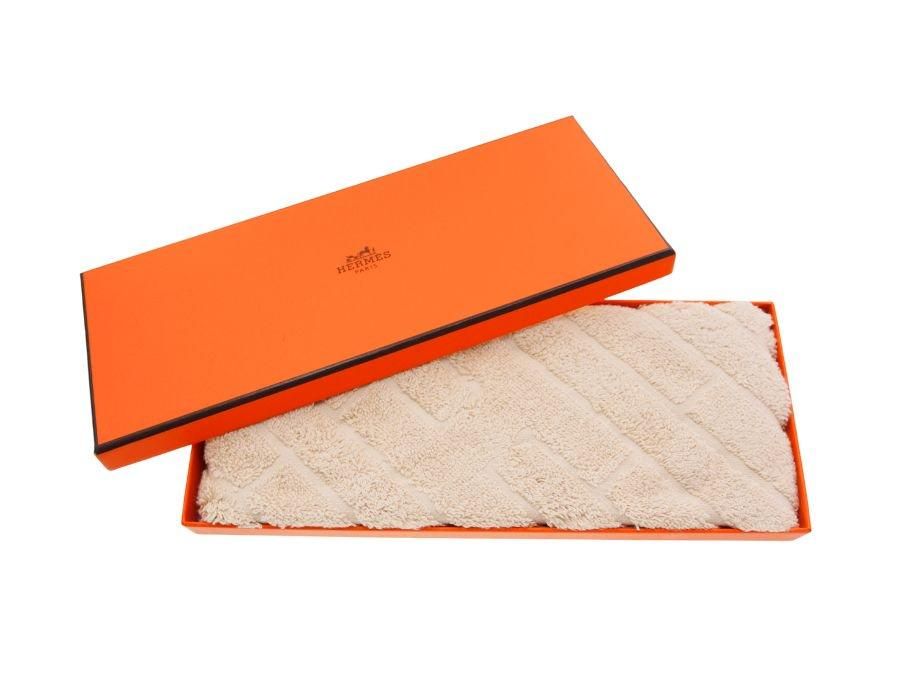 エルメス カレ・タオル ステアーズ タオルハンカチ 32×30 ナチュラル