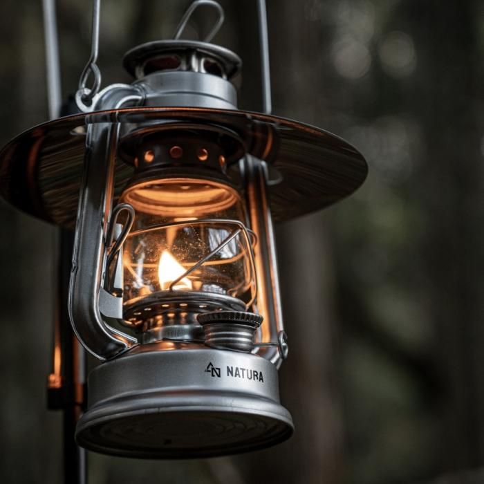 シルバー小型オイルランタン | ランタンシェード付き - ≪防災グッズ