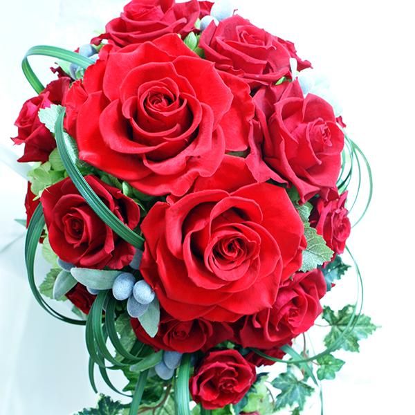 プリザーブドフラワーキャスケードブーケ（レッド）【ジェイダイト