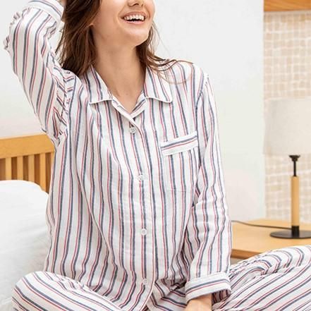 マシュマロガーゼトリコストライプレディスパジャマ/UCHINO 〈ﾌｪﾑｹｱ