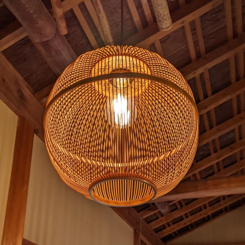 まん丸型の灯り ペンダンライト シーリングライト 天井照明 竹の灯り