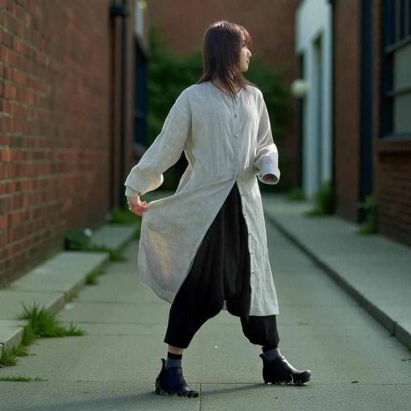 サルエルパンツ | フレンチリネン | ブラック - 自然素材服 Takane